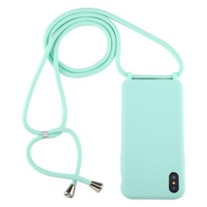 For iPhone X / XS Candy Color TPU Protective Case with Lanyard(Mint Green) (OEM)