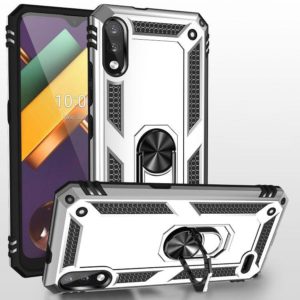 For LG K22 Shockproof TPU + PC Protective Case with 360 Degree Rotating Holder(Silver) (OEM)
