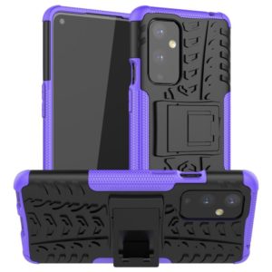 For OnePlus 9 Tire Texture Shockproof TPU+PC Protective Case with Holder(Purple) (OEM)