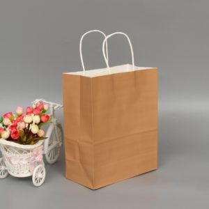 10 PCS Elegant Kraft Paper Bag With Handles for Wedding/Birthday Party/Jewelry/Clothes, Size:12x15x6cm(White Kraft) (OEM)