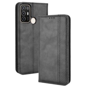 For ZTE Blade A52 Magnetic Buckle Retro Crazy Horse Leather Phone Case(Black) (OEM)