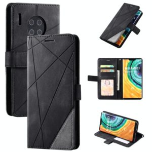 For Huawei Mate 30 Pro Skin Feel Splicing Horizontal Flip Leather Case with Holder & Card Slots & Wallet & Photo Frame(Black) (OEM)