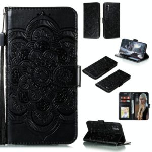 For Galaxy A41 Mandala Embossing Pattern Horizontal Flip PU Leather Case with Holder & Card Slots & Walle & Lanyard(Black) (OEM)