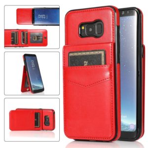 For Samsung Galaxy S8 Plus Solid Color PC + TPU Protective Case with Holder & Card Slots(Red) (OEM)