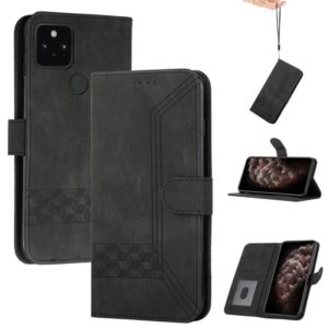 For Google Pixel 5 Cubic Skin Feel Flip Leather Phone Case(Dark Brown) (OEM)