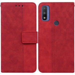 For Motorola Moto G Pure Geometric Embossed Leather Phone Case(Red) (OEM)
