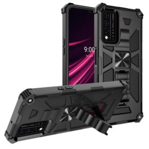 For T-Mobile REVVL V+ 5G Shockproof TPU + PC Magnetic Protective Case with Holder(Black) (OEM)