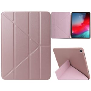 Millet Texture PU+ Silica Gel Full Coverage Leather Case for iPad Air (2019) / iPad Pro 10.5 inch, with Multi-folding Holder(Rose Gold) (OEM)