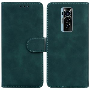 For Tecno Phantom X Skin Feel Pure Color Flip Leather Phone Case(Green) (OEM)