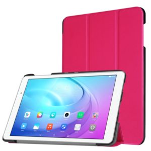 3-folding Custer Texture Horizontal Flip Leather Case for Huawei MediaPad T2 10.0 Pro with Holder(Magenta) (OEM)