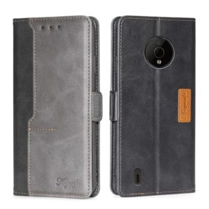 For Nokia C200 Contrast Color Side Buckle Leather Phone Case(Black+Grey) (OEM)