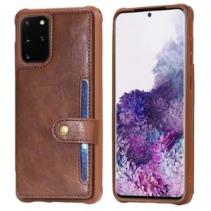 For Galaxy S20 Plus Shockproof Horizontal Flip Protective Case with Holder & Card Slots & Wallet & Photo Frame & Short + Long Lanyard(Coffee) (OEM)
