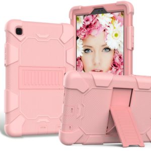 For Samsung Galaxy Tab A7 Lite T220 / T225 Two-Color Robot Shockproof Silicone + PC Protective Case with Holder(Rose Gold) (OEM)