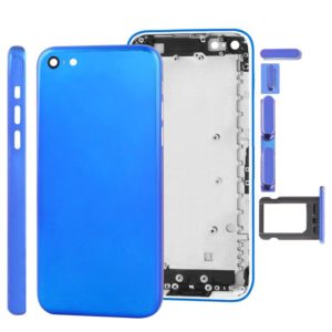 Full Housing Plating Color Chassis / Back Cover with Mounting Plate & Mute Button + Power Button + Volume Button + Nano SIM Card Tray for iPhone 5C(Dark Blue) (OEM)