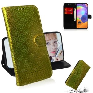 For Galaxy A31 Solid Color Colorful Magnetic Buckle Horizontal Flip PU Leather Case with Holder & Card Slots & Wallet & Lanyard(Gold) (OEM)