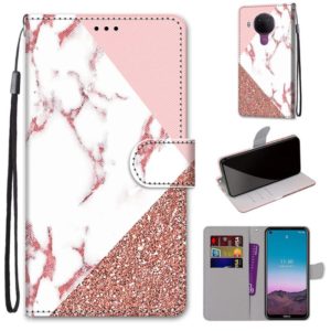 For Nokia 5.4 Coloured Drawing Cross Texture Horizontal Flip PU Leather Case with Holder & Card Slots & Wallet & Lanyard(Pink Stone Texture) (OEM)