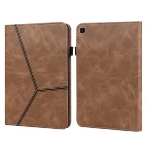 For Samsung Galaxy Tab A7 Lite T220/T225 Solid Color Embossed Striped Leather Tablet Smart Case(Brown) (OEM)
