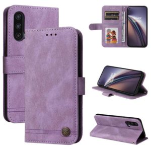 For OnePlus Nord CE 5G Skin Feel Life Tree Metal Button Horizontal Flip Leather Case with Holder & Card Slot & Wallet & Photo Frame & Strap(Purple) (OEM)