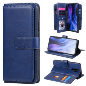 For Xiaomi Redmi 9 Multifunctional Magnetic Copper Buckle Horizontal Flip Solid Color Leather Case with 10 Card Slots & Wallet & Holder & Photo Frame(Dark Blue) (OEM)