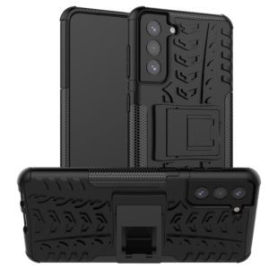 For Samsung Galaxy S21+ 5G Tire Texture Shockproof TPU+PC Protective Case with Holder(Black) (OEM)