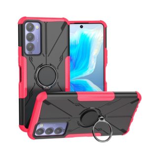 For Tecno Camon 18 Armor Bear Shockproof PC + TPU Phone Case with Ring Holder(Rose Red) (OEM)