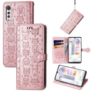 For LG Velvet 2 Pro Lovely Cat and Dog Embossing Pattern Horizontal Flip Leather Case , with Holder & Card Slots & Wallet & Cartoon Clasp & Lanyard(Rose Gold) (OEM)