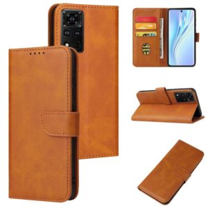 For Honor V40 5G Calf Texture Buckle Flip Leather Phone Case(Khaki) (OEM)