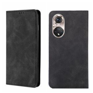 For Honor 50 Pro Skin Feel Magnetic Horizontal Flip Leather Phone Case(Black) (OEM)