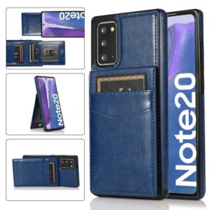 For Samsung Galaxy Note20 Solid Color PC + TPU Protective Case with Holder & Card Slots(Blue) (OEM)