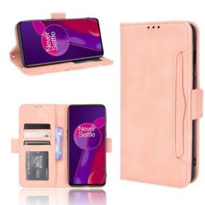For OnePlus 9RT 5G Skin Feel Calf Pattern Horizontal Flip Leather Phone Case with Holder & Card Slots & Photo Frame(Pink) (OEM)