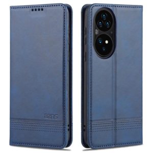 For Huawei P50 AZNS Magnetic Calf Texture Horizontal Flip Leather Case with Card Slots & Holder & Wallet(Dark Blue) (AZNS) (OEM)