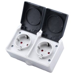 IP44 Waterproof Double-connection Socket with Cover, EU Plug (OEM)