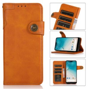 For Motorola G Pure KHAZNEH Dual-Splicing Cowhide Texture Horizontal Flip Leather Case with Holder & Card Slots & Wallet & Photo Frame & Lanyard(Brown) (OEM)