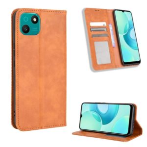 For Wiko T10 Magnetic Buckle Retro Texture Leather Phone Case(Brown) (OEM)