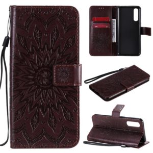 For OPPO Reno3 Pro 4G Sun Embossing Pattern Horizontal Flip Leather Case with Card Slot & Holder & Wallet & Lanyard(Brown) (OEM)