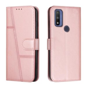 For Motorola Moto G Pure Stitching Calf Texture Buckle Leather Phone Case(Pink) (OEM)