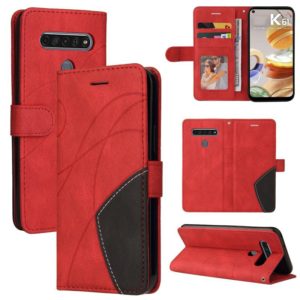 For LG K61 Dual-color Splicing Horizontal Flip PU Leather Case with Holder & Card Slots & Wallet(Red) (OEM)
