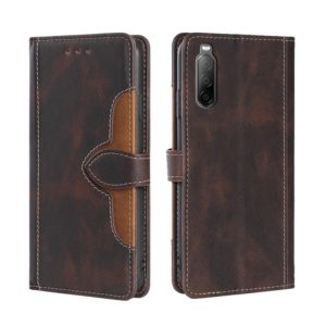 For Sony Xperia 10 II Skin Feel Straw Hat Magnetic Buckle Leather Phone Case(Brown) (OEM)