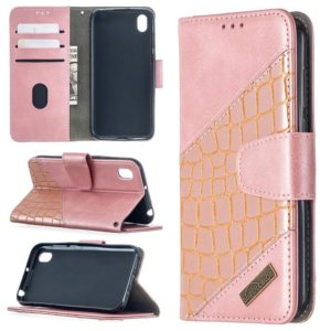 For Huawei Y5(2019) Matching Color Crocodile Texture Horizontal Flip PU Leather Case with Wallet & Holder & Card Slots(Rose Gold) (OEM)