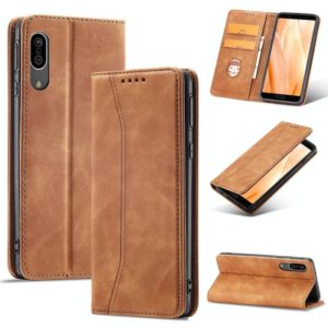 For Sharp Aquos Sense 3 Magnetic Dual-fold Leather Phone Case(Brown) (OEM)