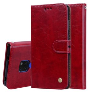 Business Style Oil Wax Texture Horizontal Flip Leather Case for Huawei Mate 20, with Holder & Card Slots & Wallet (Red) (OEM)