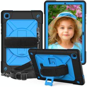 For Samsung Galaxy Tab A7 10.4 (2020) T500/T505 Contrast Color Robot Shockproof Silicone + PC Protective Case with Holder(Black Blue) (OEM)