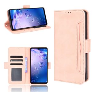 For Sharp Aquos Zero6 Skin Feel Calf Pattern Horizontal Flip Leather Case with Holder & Card Slots & Photo Frame(Pink) (OEM)
