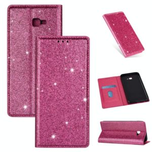 For Samsung Galaxy J4+ Ultrathin Glitter Magnetic Horizontal Flip Leather Case with Holder & Card Slots(Rose Red) (OEM)