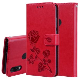 Rose Embossed Horizontal Flip PU Leather Case for Xiaomi Redmi Note 7, with Holder & Card Slots & Wallet(Red) (OEM)