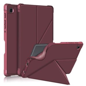 For Samsung Galaxy Tab A7 Lite 8.7 T220 / T225 Multi-folding Horizontal Flip PU Leather Shockproof Case with Holder(Wine Red) (OEM)