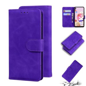 For LG K41S / K51S Skin Feel Pure Color Flip Leather Phone Case(Purple) (OEM)
