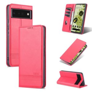 For Google Pixel 6 AZNS Magnetic Calf Texture Horizontal Flip Phone Leather Case(Red) (AZNS) (OEM)