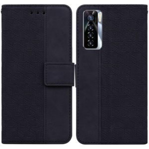 For Tecno Camon 17 Pro Geometric Embossed Leather Phone Case(Black) (OEM)