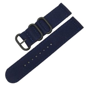 Washable Nylon Canvas Watchband, Band Width:22mm(Dark Blue with Black Ring Buckle) (OEM)